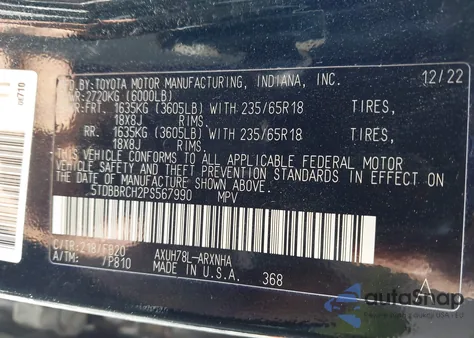 2023 Toyota Highlander Hybrid Le from USA, damaged, VIN 5TDBBRCH2PS567990